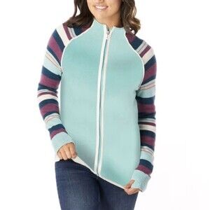 Smartwool Dacono Full Zip Sweater Nile Blue Heather Women’s Small Wool Blend
